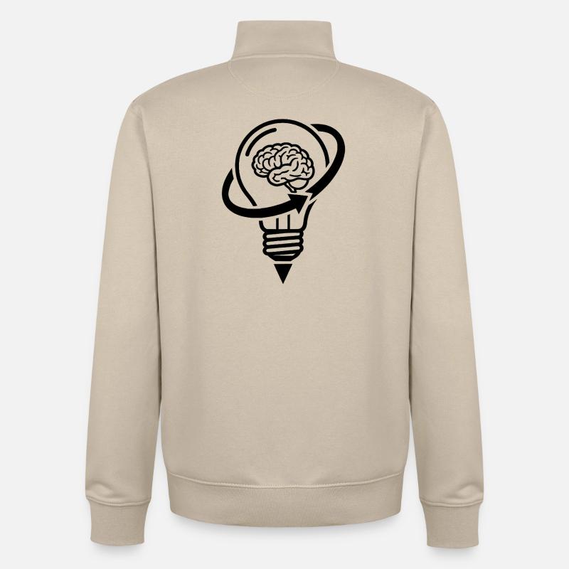 The brain and the lamp – a creative idea - Unisex Organic Zip Sweatshirt by Stanley/Stella - desert dust