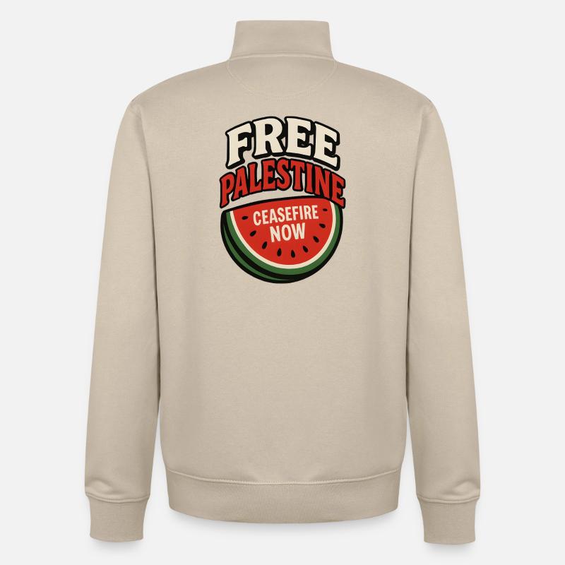 Paix Palestine Cessez le Feu Pastèque - Sweat zippé unisexe en coton bio Stanley/Stella - beige crème