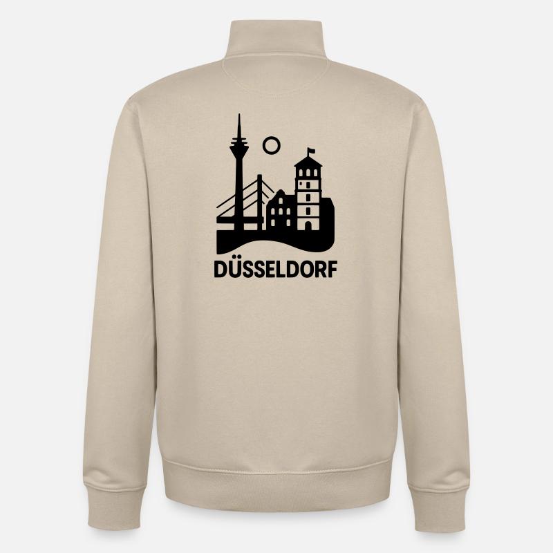 Silhouette de Düsseldorf - Sweat zippé unisexe en coton bio Stanley/Stella - beige crème