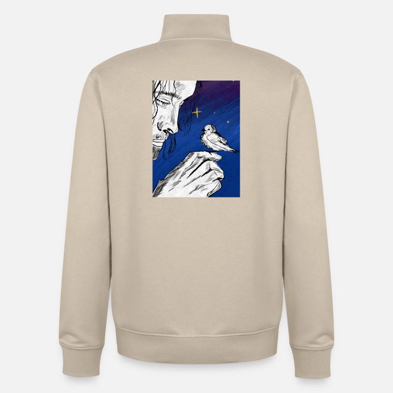 Numéro un sous la lune - Sweat zippé unisexe en coton bio Stanley/Stella - beige crème