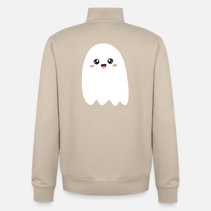 Kawaii Ghost Smile Tee - Unisex Organic Zip Sweatshirt von Stanley/Stella - Cremebeige