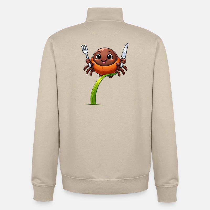 Tick drôle avec des couverts - Sweat zippé unisexe en coton bio Stanley/Stella - beige crème
