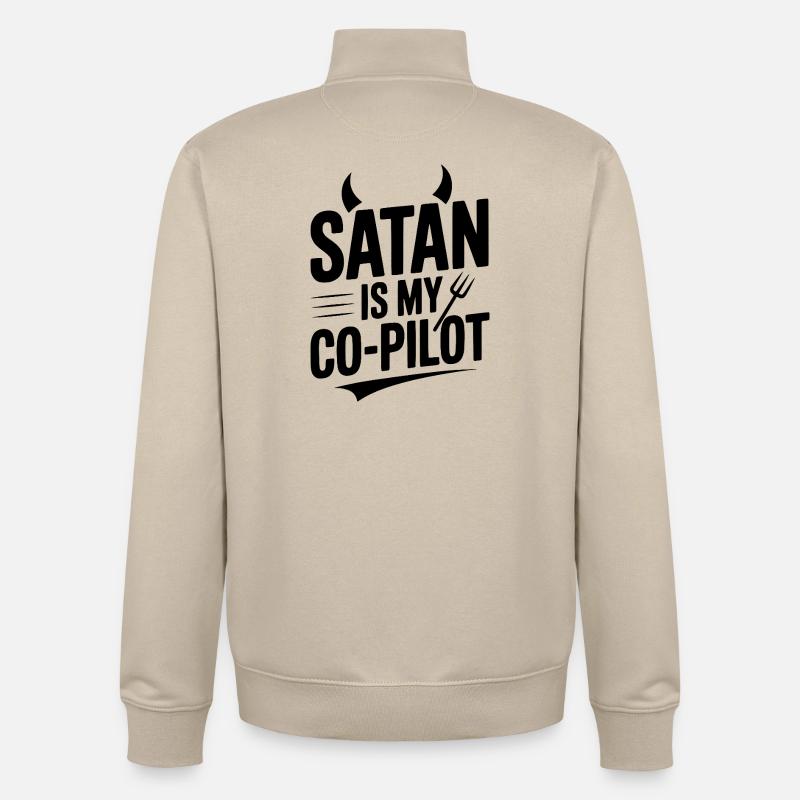 Satan Is My Co-Pilot - Unisex Organic Zip Sweatshirt by Stanley/Stella - desert dust