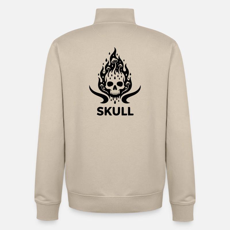 Skull - Sweat zippé unisexe en coton bio Stanley/Stella - beige crème