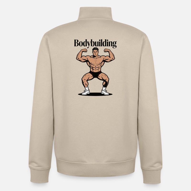 Bodybuilder de culturisme - Sweat zippé unisexe en coton bio Stanley/Stella - beige crème