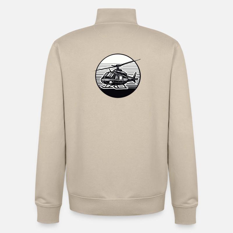 Hélicoptère en noir et blanc - Sweat zippé unisexe en coton bio Stanley/Stella - beige crème