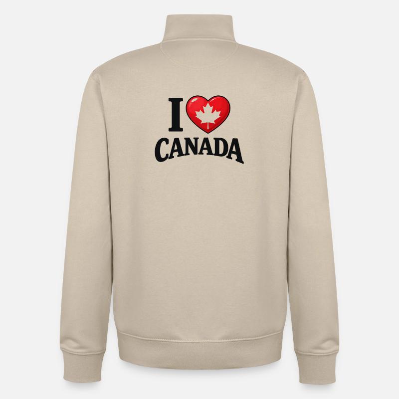 I Love Canada – Maple Leaf Message - Unisex Organic Zip Sweatshirt by Stanley/Stella - desert dust
