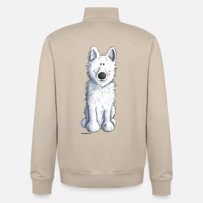 White Shepherd - Chien - Chiens - Blanc - Sweat zippé unisexe en coton bio Stanley/Stella - beige crème