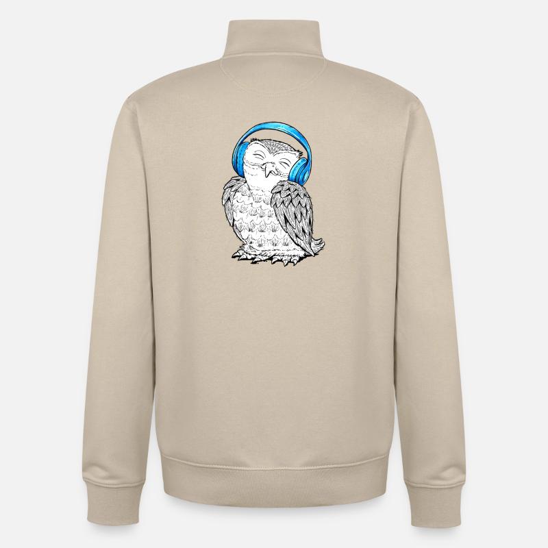 Eule mit Kopfhörern - Unisex Organic Zip Sweatshirt von Stanley/Stella - Cremebeige