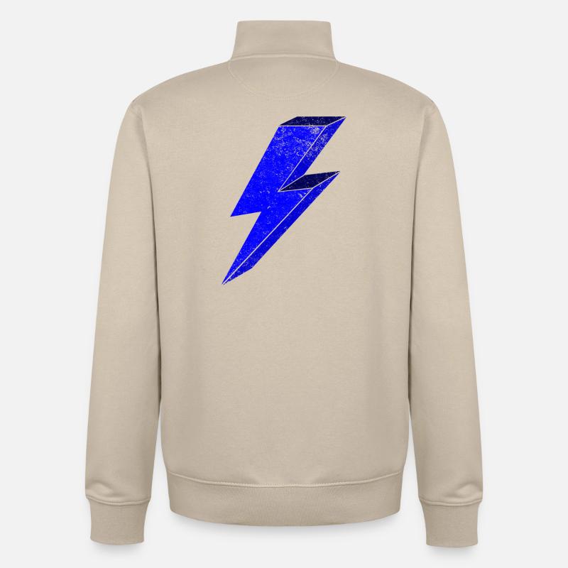 Conception d’éclairs bleus pour une 3D dynamique - Sweat zippé unisexe en coton bio Stanley/Stella - beige crème