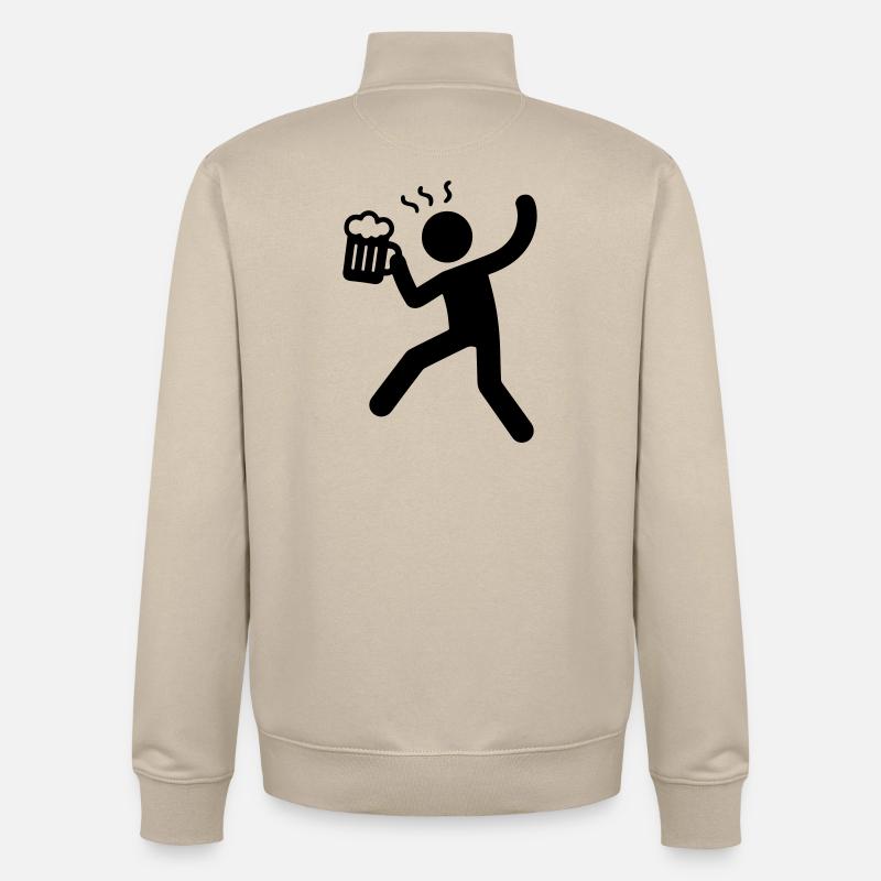 Boire de la bière symbole - Sweat zippé unisexe en coton bio Stanley/Stella - beige crème