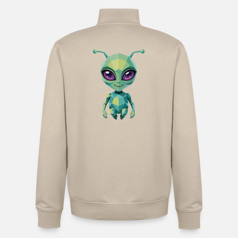 Alien - Cool Low Poly  Logo - Sweat zippé unisexe en coton bio Stanley/Stella - beige crème