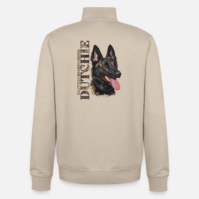 Dutchie - Holländischer Schäferhund - Unisex Organic Zip Sweatshirt von Stanley/Stella - Cremebeige