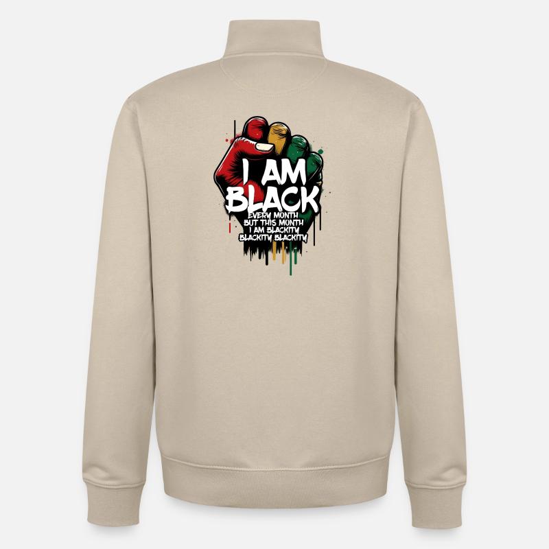 Je suis noir chaque mois - Sweat zippé unisexe en coton bio Stanley/Stella - beige crème