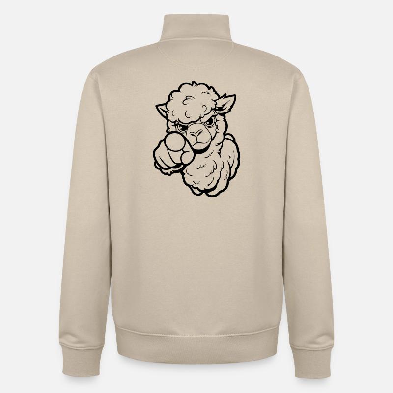 Alpaga coquin te pointe du doigt - Sweat zippé unisexe en coton bio Stanley/Stella - beige crème