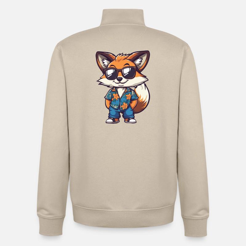 Fuchs Comic Urlaub - Unisex Organic Zip Sweatshirt von Stanley/Stella - Cremebeige