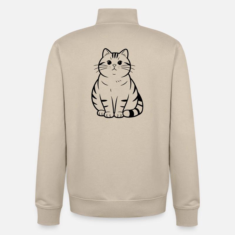fat cute cat - Unisex Organic Zip Sweatshirt by Stanley/Stella - desert dust
