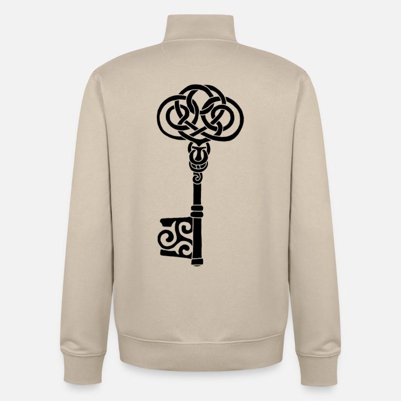 Clé celtique noire - Sweat zippé unisexe en coton bio Stanley/Stella - beige crème