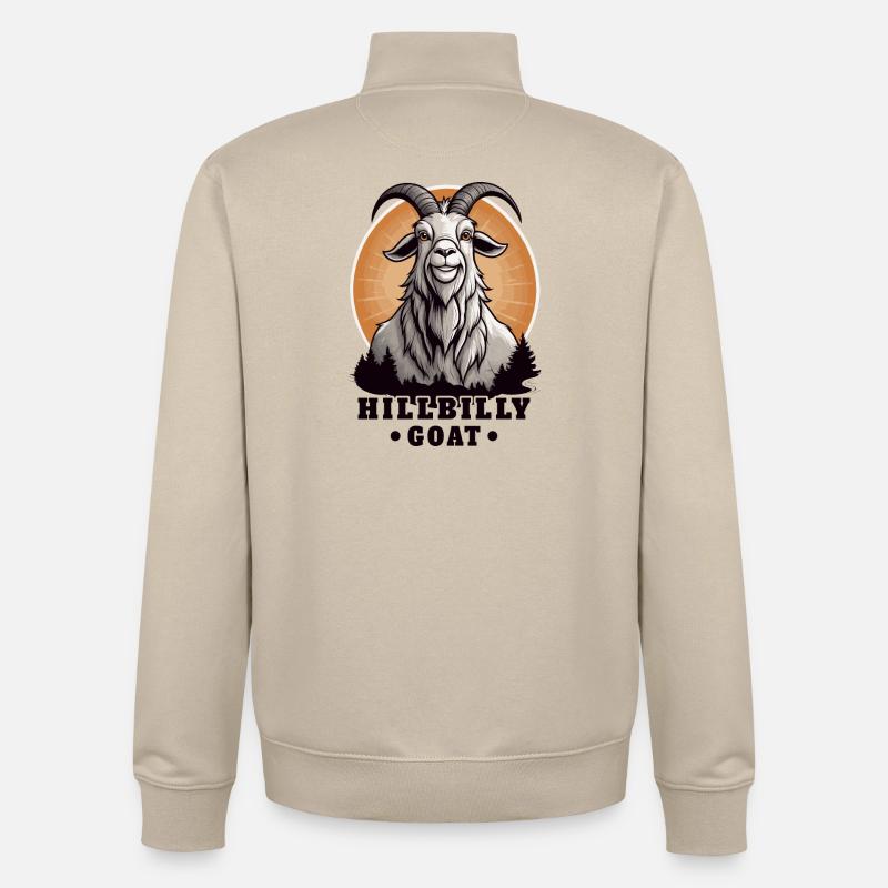 Hillbilly Ziegenbock - Unisex Organic Zip Sweatshirt von Stanley/Stella - Cremebeige