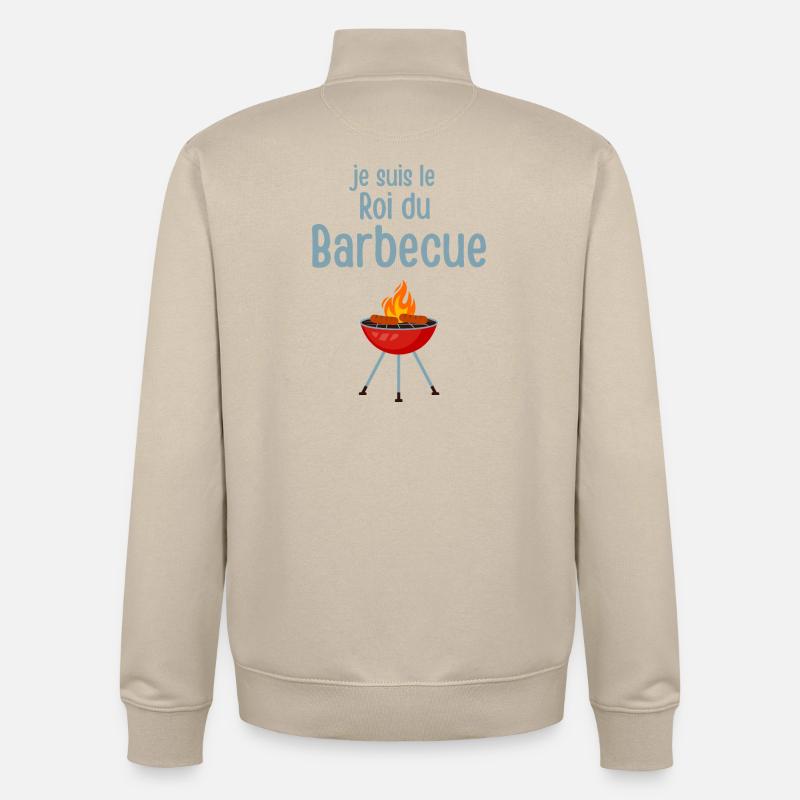Roi du Barbecue Illustration Grille - Sweat zippé unisexe en coton bio Stanley/Stella - beige crème