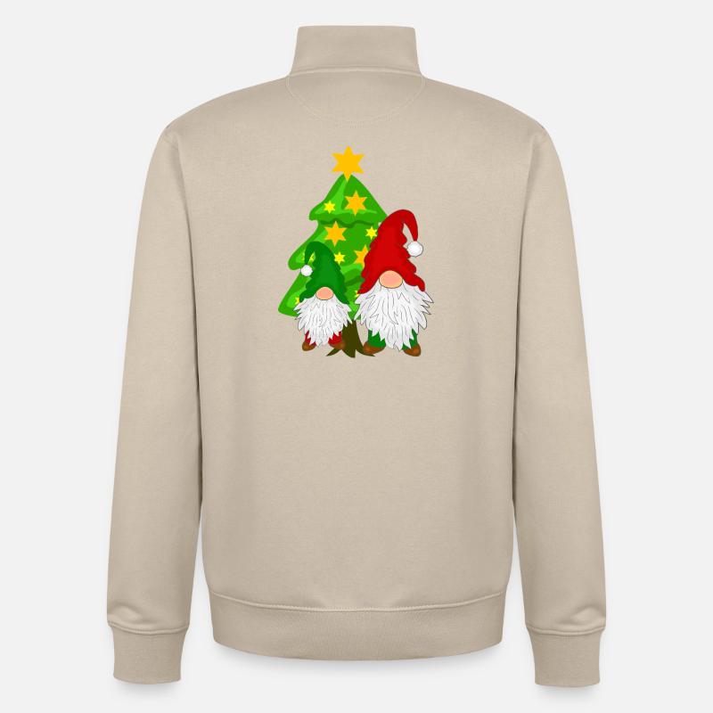 Gnome devant le sapin de Noël - Sweat zippé unisexe en coton bio Stanley/Stella - beige crème