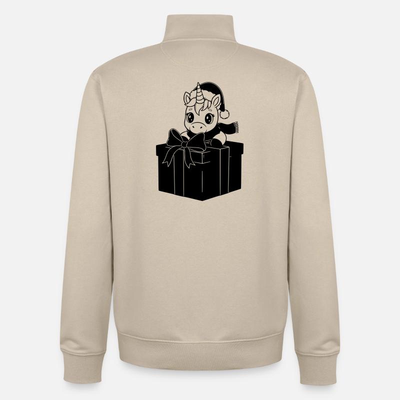 Weihnachts-Einhorn im Geschenk - Unisex Organic Zip Sweatshirt von Stanley/Stella - Cremebeige