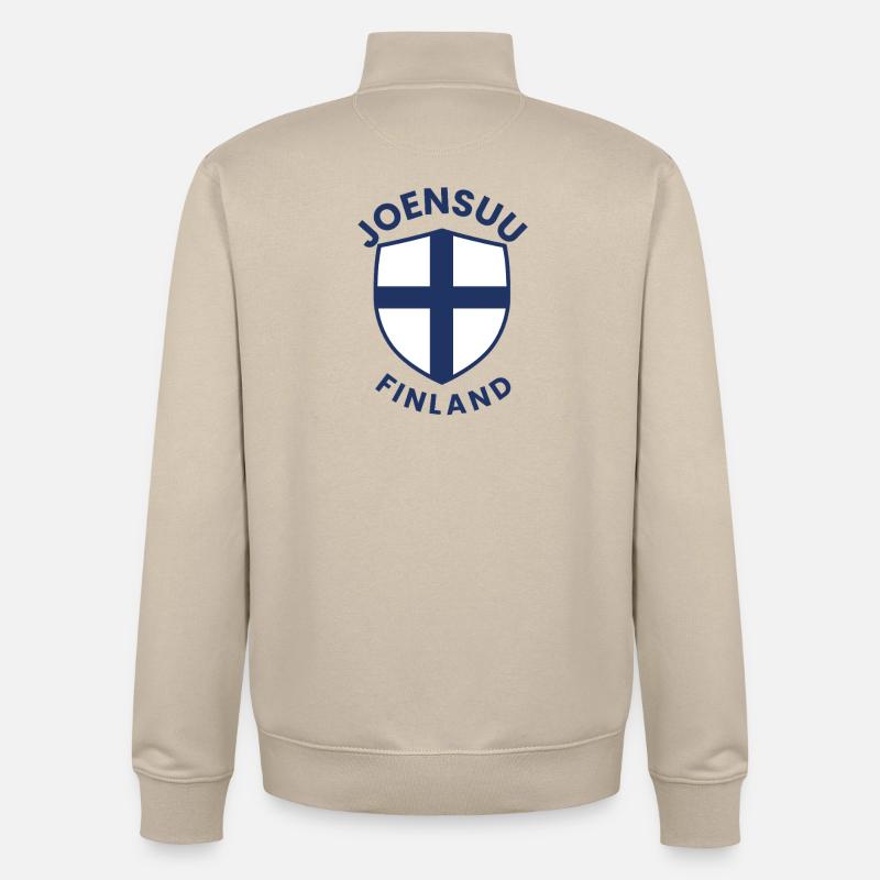 Bouclier Joensuu Drapeau de Finlande - Sweat zippé unisexe en coton bio Stanley/Stella - beige crème