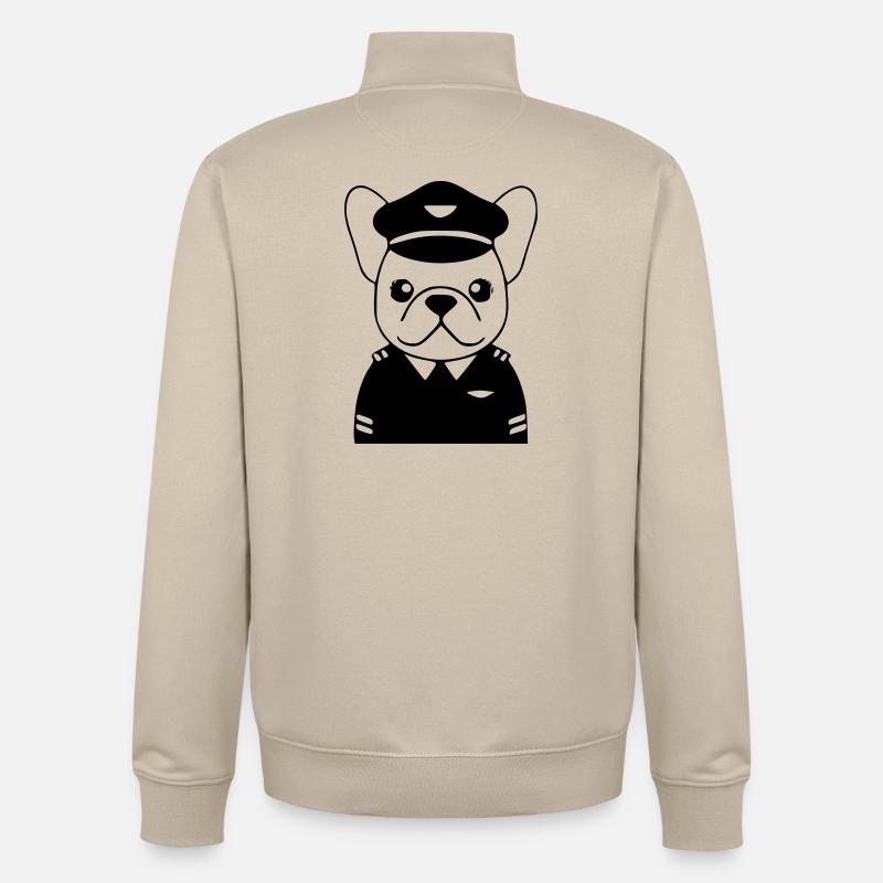 Frenchie Pilot Uniform Black - Unisex Organic Zip Sweatshirt by Stanley/Stella - desert dust