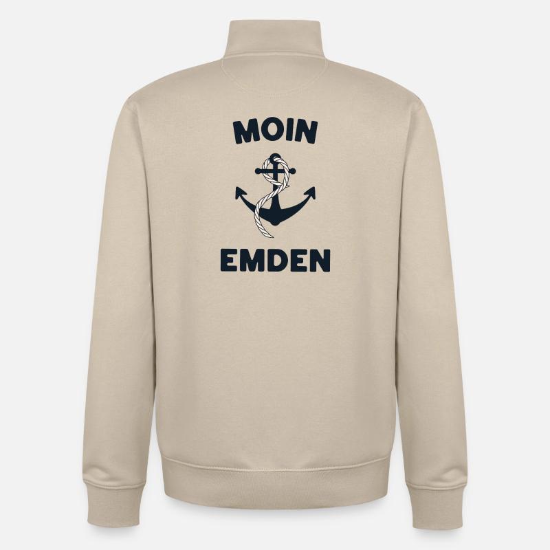 Moin Emden – Conception d’ancres maritimes - Sweat zippé unisexe en coton bio Stanley/Stella - beige crème