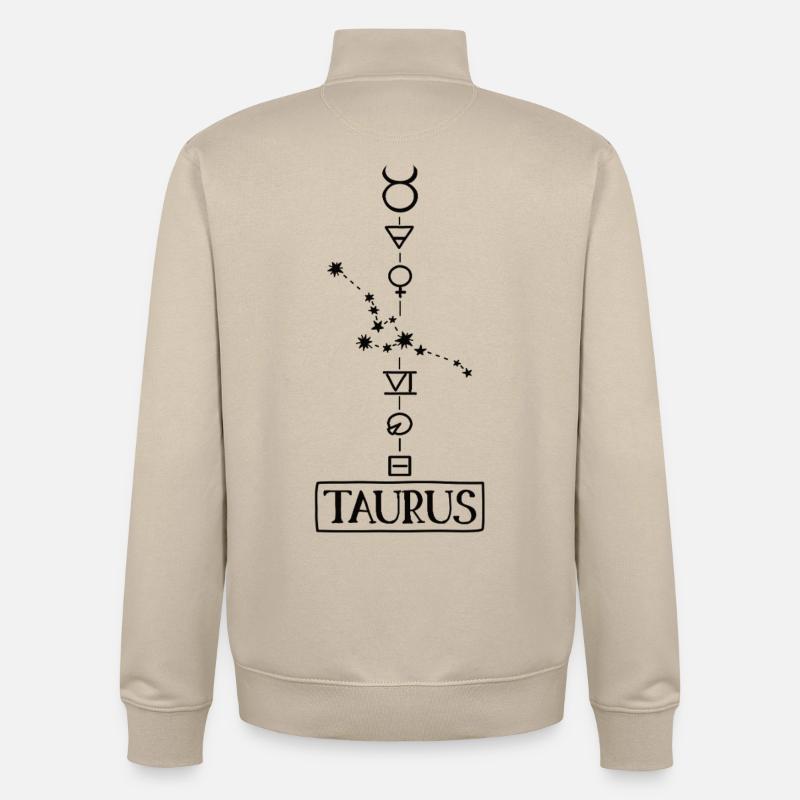 Taureau - Zodiaque du Taureau - noir - Sweat zippé unisexe en coton bio Stanley/Stella - beige crème