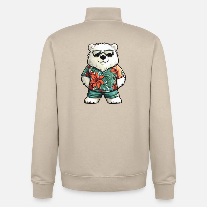Eisbär Comic Urlaub - Unisex Organic Zip Sweatshirt von Stanley/Stella - Cremebeige