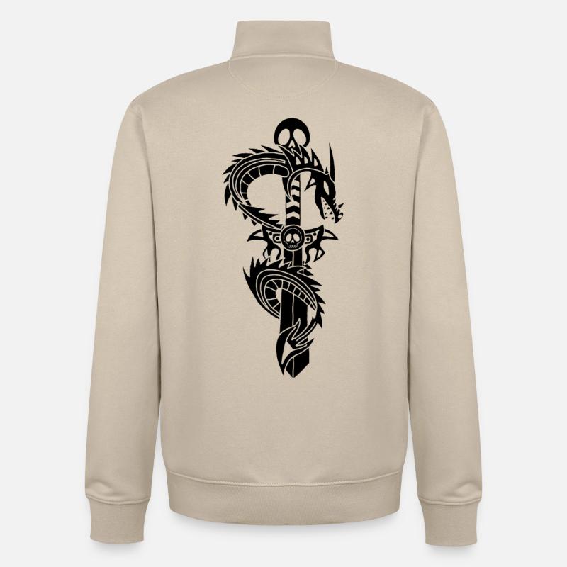 Le dragon noir et l'épée - Sweat zippé unisexe en coton bio Stanley/Stella - beige crème