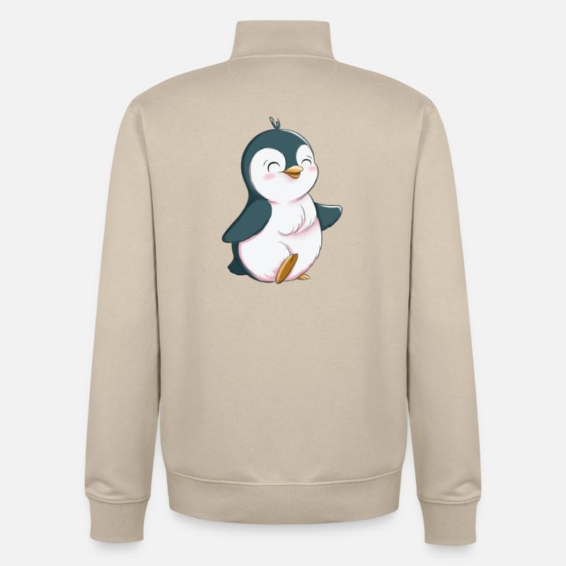 Pingouin mignon - Sweat zippé unisexe en coton bio Stanley/Stella - beige crème