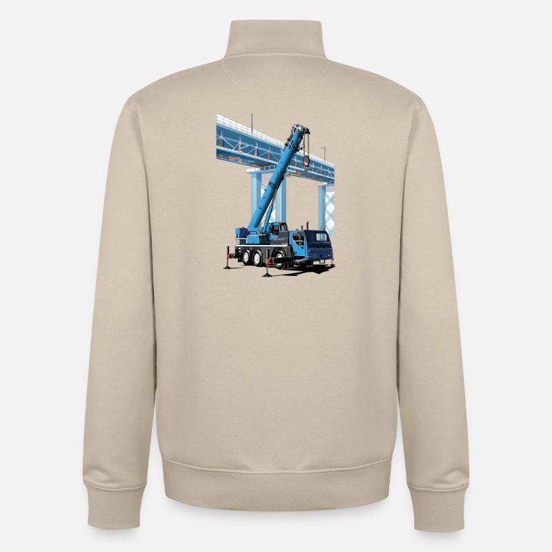 Mobile crane assembles bridge sections - Unisex Organic Zip Sweatshirt by Stanley/Stella - desert dust