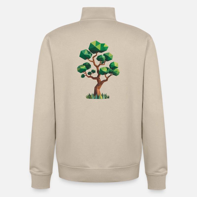 Tree - Cool Low Poly Logo - Unisex Organic Zip Sweatshirt by Stanley/Stella - desert dust