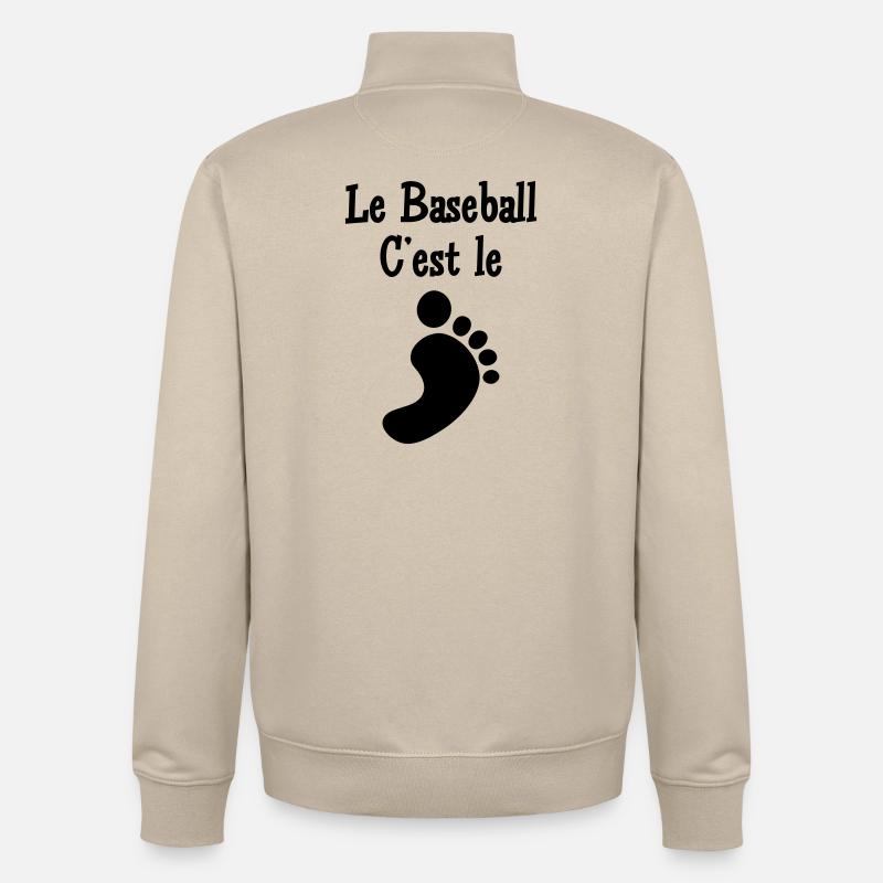 Le Baseball c’est le Pied - Sweat zippé unisexe en coton bio Stanley/Stella - beige crème