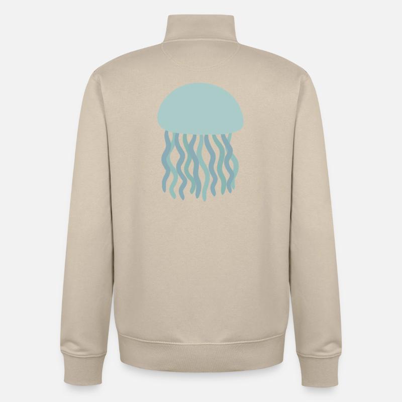 Illustration de l’océan dérivé de méduses - Sweat zippé unisexe en coton bio Stanley/Stella - beige crème