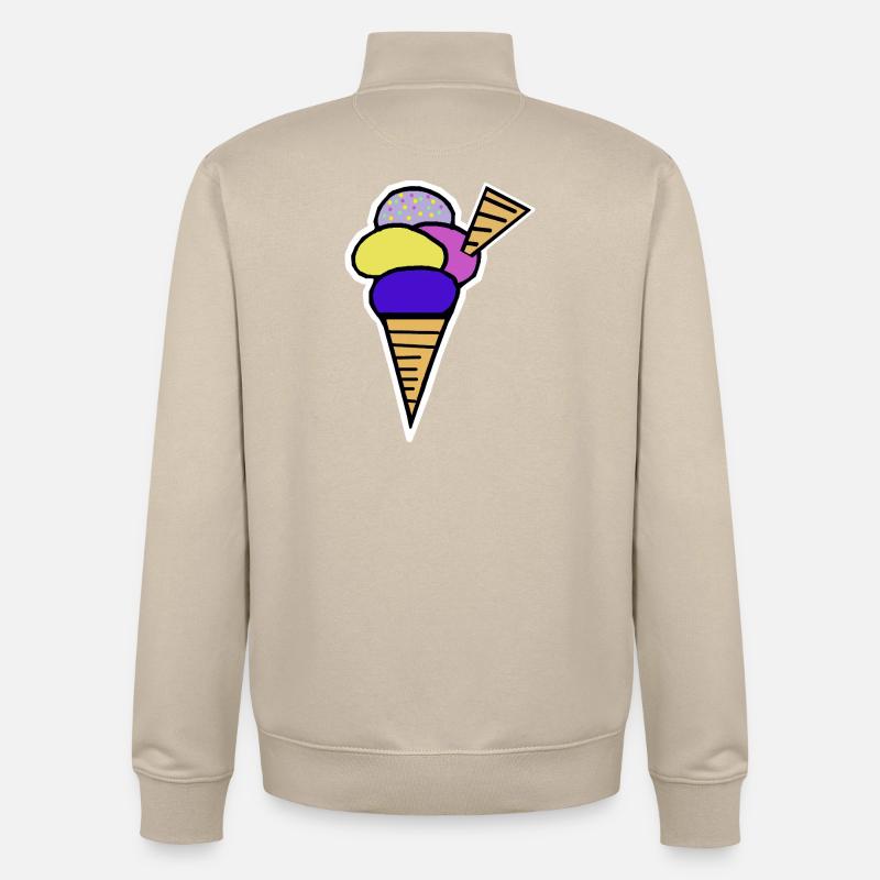 Eiswaffel Eiscreme Eis Kinder Retro - Unisex Organic Zip Sweatshirt by Stanley/Stella - desert dust