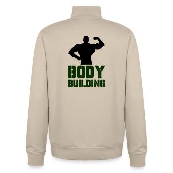 Typographie puissante du culturisme - Sweat zippé unisexe en coton bio Stanley/Stella - beige crème - Dos - AI Model Male 185 dark (185cm)