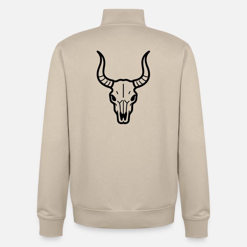 Crâne de taureau - Sweat zippé unisexe en coton bio Stanley/Stella - beige crème