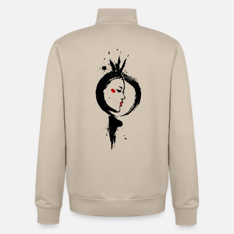 Amaterasu – Déesse Soleil Enso Sumi-e - Sweat zippé unisexe en coton bio Stanley/Stella - beige crème