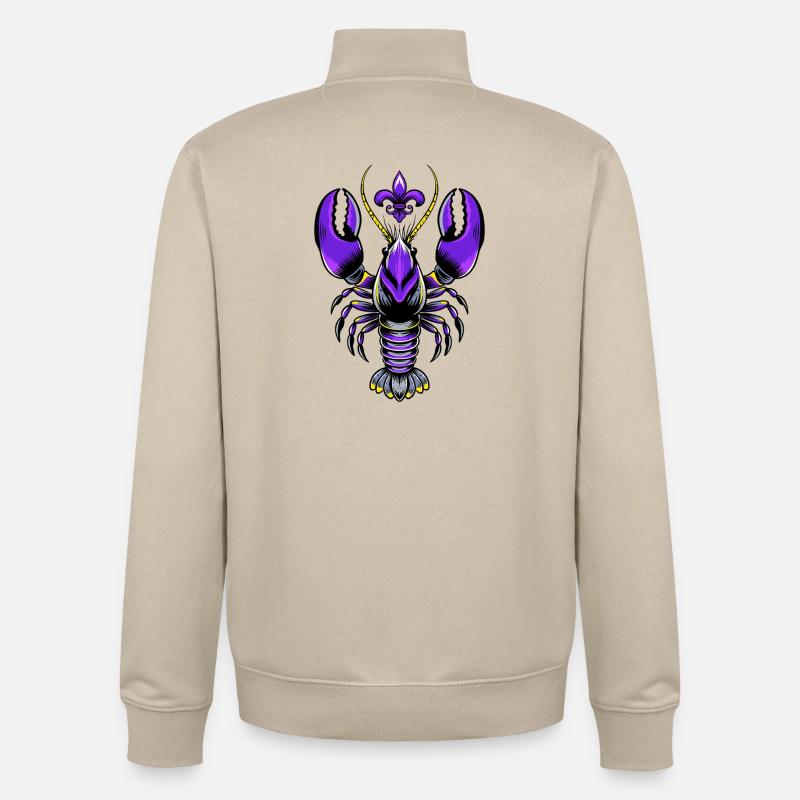 Mardi Gras Languste mit Fleur-de-Lis Design - Unisex Organic Zip Sweatshirt von Stanley/Stella - Cremebeige