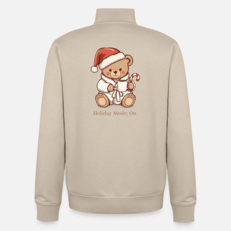 Cozy Teddy Xmas – Mode vacances : Activé - Sweat zippé unisexe en coton bio Stanley/Stella - beige crème