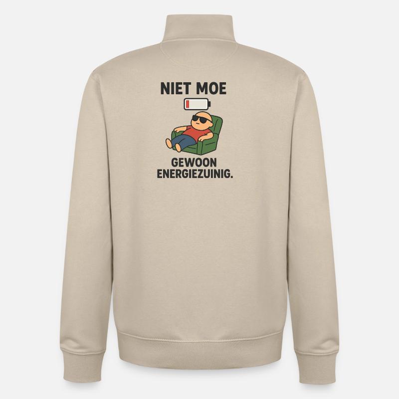 Pas fatigué, juste économe en énergie - Sweat zippé unisexe en coton bio Stanley/Stella - beige crème