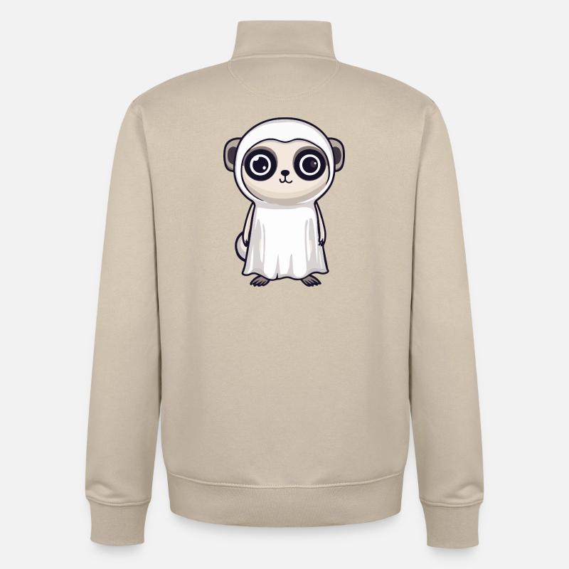 Erdmännchen Halloween Geist - Unisex Organic Zip Sweatshirt von Stanley/Stella - Cremebeige