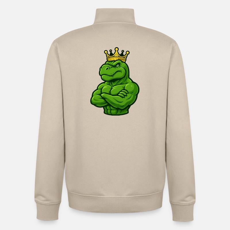 Starker T-Rex Dinosaurier mit Krone Selbstbewusst  - Unisex Organic Zip Sweatshirt von Stanley/Stella - Cremebeige