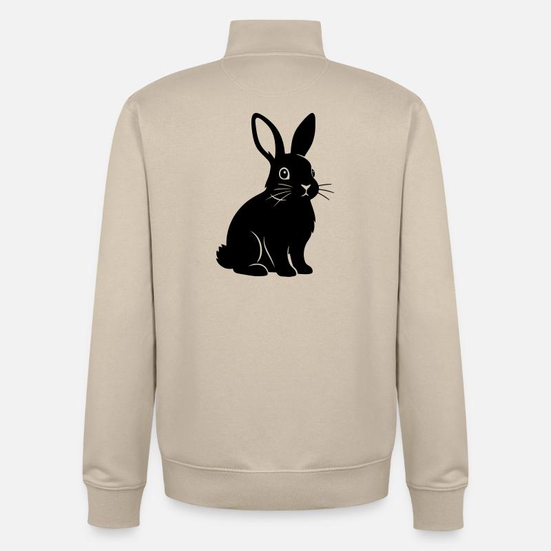 Bunny Rabbit Silhouette Black Vector - Unisex Organic Zip Sweatshirt by Stanley/Stella - desert dust