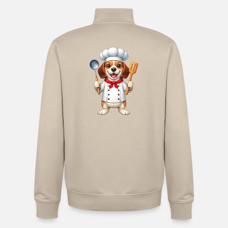 Cuisson de dessin animé Chef Rapetou Dessin animé Cuisine de chien - Sweat zippé unisexe en coton bio Stanley/Stella - beige crème