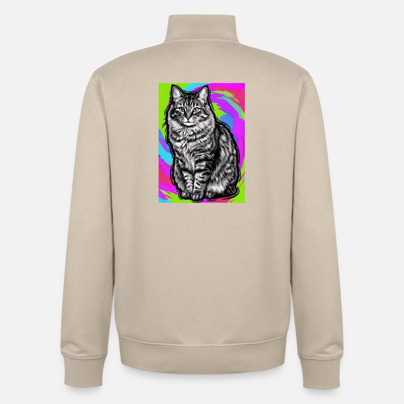 chat - Sweat zippé unisexe en coton bio Stanley/Stella - beige crème