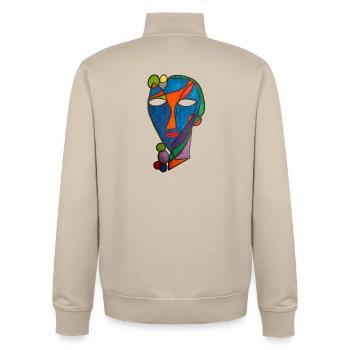 Kubistischer Maskenfluss- Martina Eßer - Unisex Organic Zip Sweatshirt von Stanley/Stella - Cremebeige - Hinten - AI Model Male 185 dark (185cm)